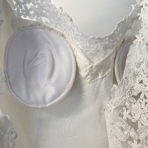 Wedding Dress Vintage 70s 4 6 Floral Lace Princess Gown White Boho Full A-line - Picture 11 of 14